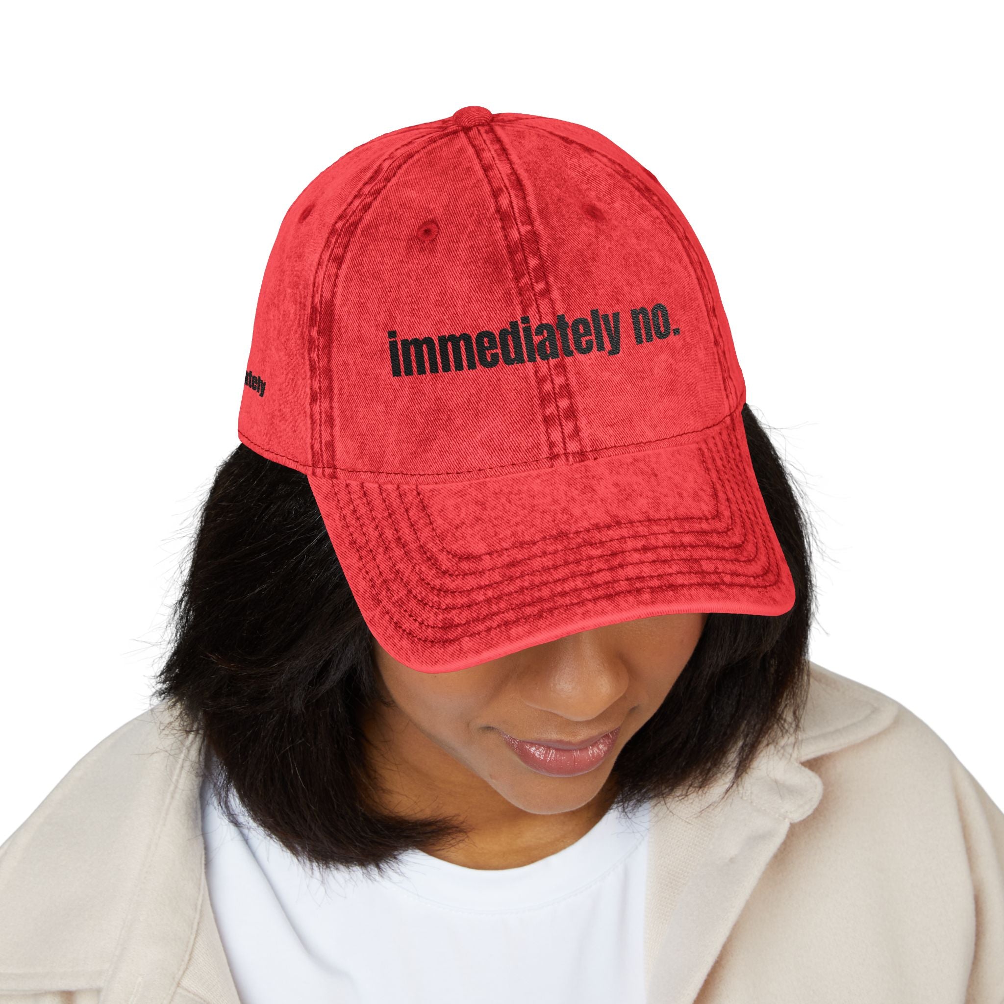 Immediately No. Embroidered Vintage Red Baseball Cap